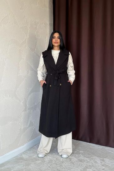 Siyah Kolsuz Kaşe Kaban resmi
