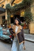 Kahverengi Apoletli Kürklü Ceket resmi