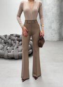 230 Gr Poly Viscose Full Lycra İspanyol Paça Pantolon resmi