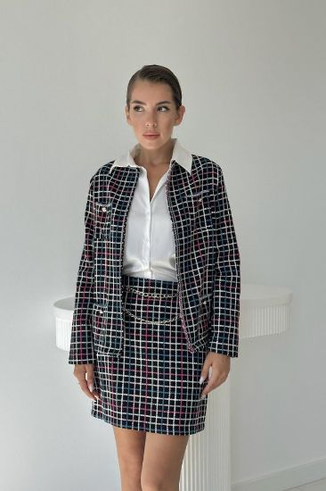 Siyah Önü Açık Ceket Ve Eteği Zincirli Takım resmi