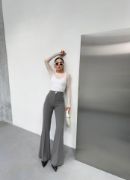 230 Gr Poly Viscose Full Lycra İspanyol Paça Pantolon resmi