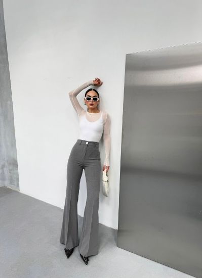 230 Gr Poly Viscose Full Lycra İspanyol Paça Pantolon resmi