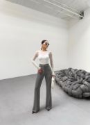 230 Gr Poly Viscose Full Lycra İspanyol Paça Pantolon resmi