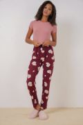 4323 Desenli Pijama Altı - Bordo resmi