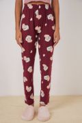 4323 Desenli Pijama Altı - Bordo resmi