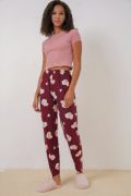 4323 Desenli Pijama Altı - Bordo resmi