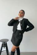 CHANEL CROP CEKET-KISA ETEK TAKIM - Siyah resmi