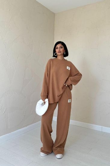 Camel Klasik Fitilli Kazak Ve Pantolon Takım resmi