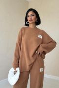 Camel Klasik Fitilli Kazak Ve Pantolon Takım resmi