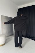 Siyah Klasik Fitilli Kazak Ve Pantolon Takım resmi