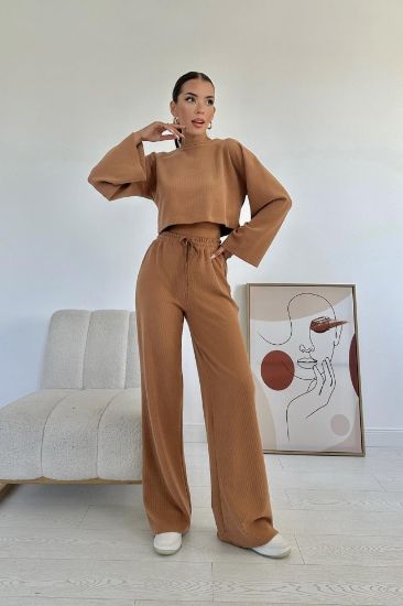 Camel Fitilli Bluz Ve Pantolon Takım resmi