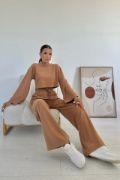 Camel Fitilli Bluz Ve Pantolon Takım resmi