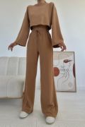 Camel Fitilli Bluz Ve Pantolon Takım resmi
