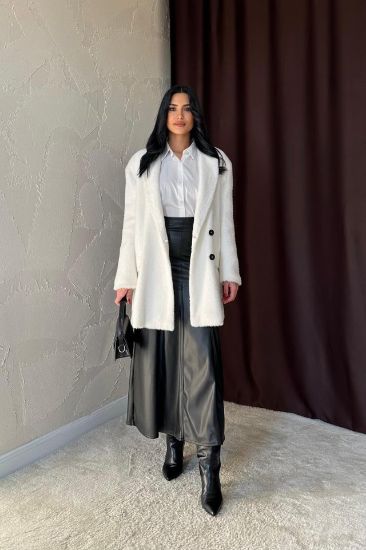 Ekru Tüylü Yumoş Kaban resmi