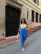 PAÇASI CIRTLI PANTOLON - Mavi resmi