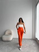 PANTOLON KAPALI CEP 3 DÜĞME DETAYLI - Orange resmi