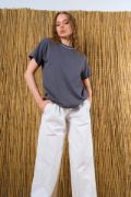 Yakası Taşlı Tshirt - Füme resmi