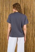 Yakası Taşlı Tshirt - Füme resmi