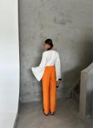 BEL LASTİK DETAYLI MODAL KUMAŞ PANTOLON - Orange resmi