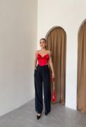 PİLE VE CEP KAPAK DEYALI SALAŞ PANTOLON - Siyah resmi