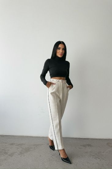 CHANEL PANTOLON YAN BİYELİ - Beyaz resmi