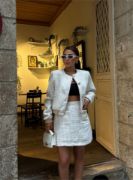 CHANEL CROP CEKET-KISA ETEK TAKIM - Beyaz resmi