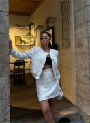 CHANEL CROP CEKET-KISA ETEK TAKIM - Beyaz resmi