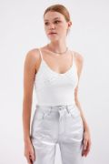 918 İp Askılı Crop Top - Beyaz resmi