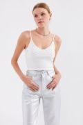 918 İp Askılı Crop Top - Beyaz resmi