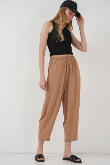 6591 Dokuma Şalvar Pantolon - Camel resmi