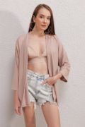 5862 Örme Kimono - Bej resmi