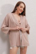 5862 Örme Kimono - Bej resmi