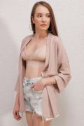 5862 Örme Kimono - Bej resmi