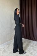 Siyah Bel Büzgülü Pantolon resmi