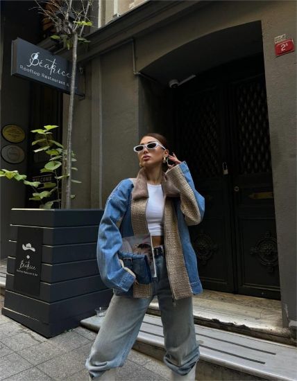 CHANEL GARNİLİ KOT MONT - Bej resmi