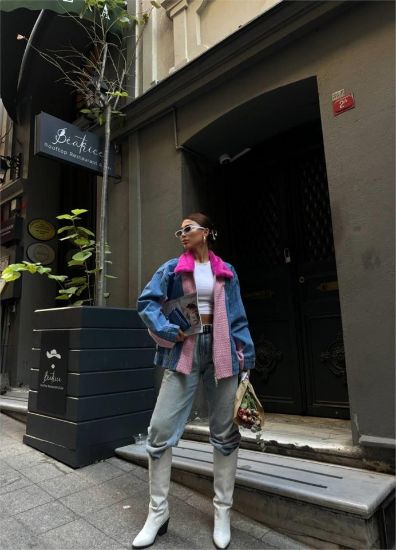 CHANEL GARNİLİ KOT MONT - Fuşya resmi