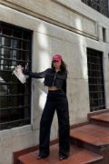 GABARDİN CROP CEKET-KARGO PANTOLON TAKIM - Siyah resmi