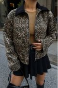 LEOPAR DESEN CROP CEKET GABARDİN - Leopar resmi