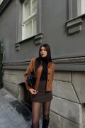 SÜET CROP CEKET CEP DETAYLI - Taba resmi
