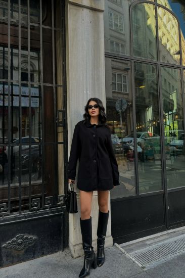 KAŞE CEKET 4 DÜĞME MODEL - Siyah resmi