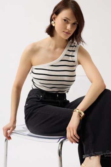 Tek Omuz Çizgili Crop resmi