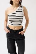 Tek Omuz Çizgili Crop resmi