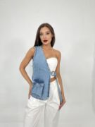 6838 ASYMMETRIC DENIM VEST-MAVİ resmi