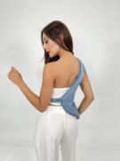 6838 ASYMMETRIC DENIM VEST-MAVİ resmi