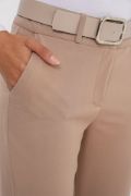 6538 Kemerli İspanyol Paça Pantolon - Bej resmi