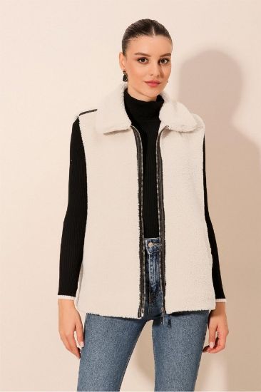 6793 Peluş Yelek - Beyaz resmi