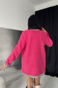 Fuşya Şeritli Bukle Hırka resmi