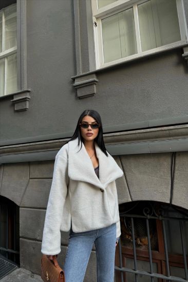 YÜN CROP KABAN - Krem resmi