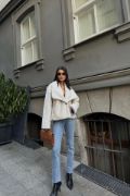 YÜN CROP KABAN - Krem resmi
