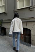 YÜN CROP KABAN - Krem resmi